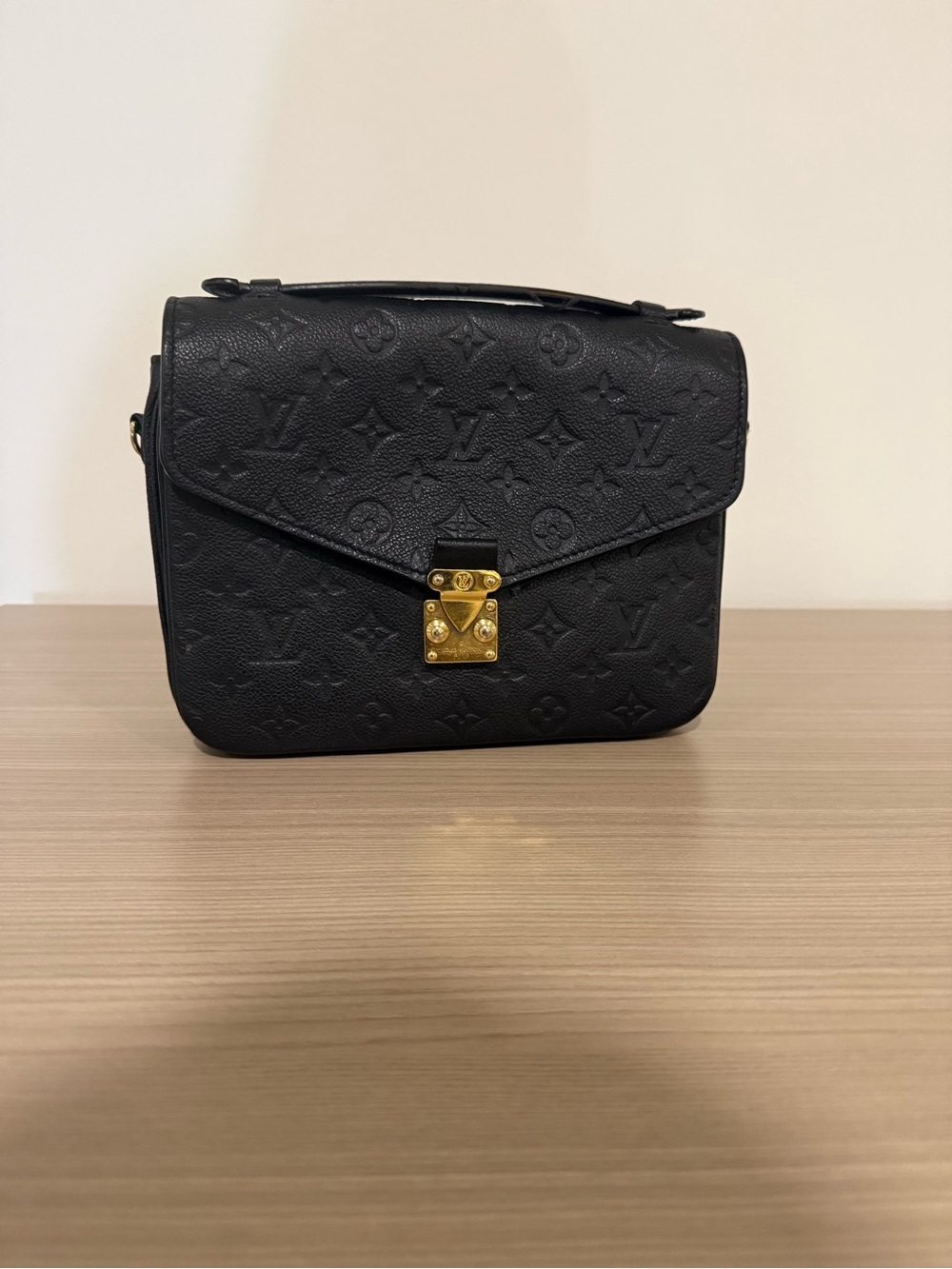Louis Vuitton Black Monogram Crossbody with Gold Lock